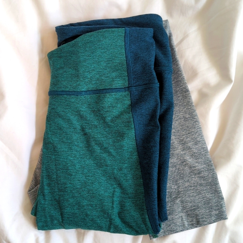 Outdoor Voices warmup legging tri-tone marine alpine seaglass size s 7/8 length
